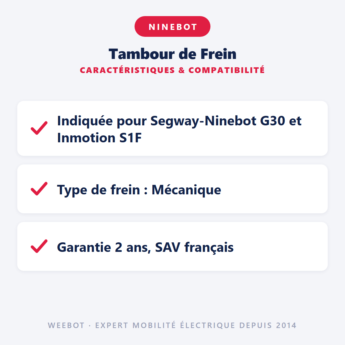 Tambour de Frein pour Trottinette Électrique Ninebot G30 Max, Inmotion L9, S1F - Weebot