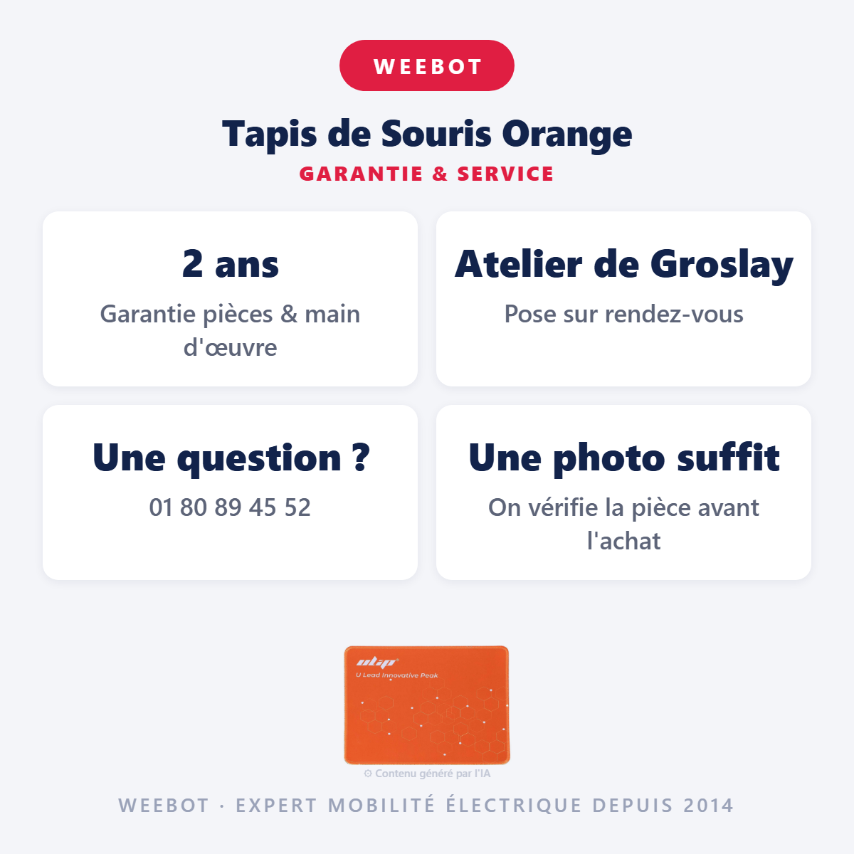 Tapis de Souris Orange : garantie 2 ans et service après-vente