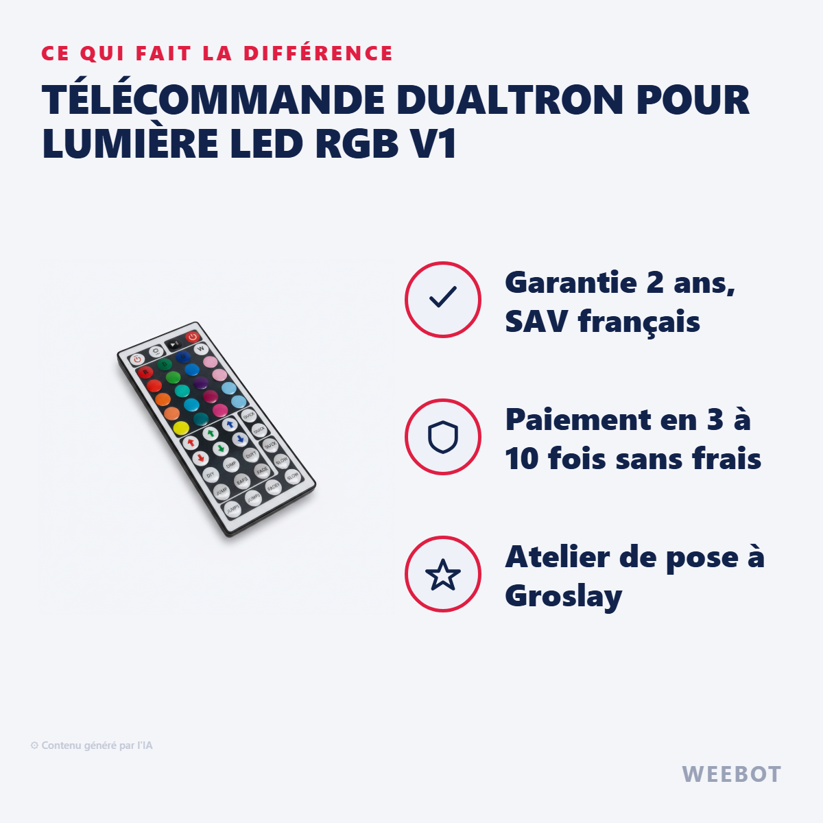 Télécommande Dualtron pour Lumière LED RGB V1 : les points forts