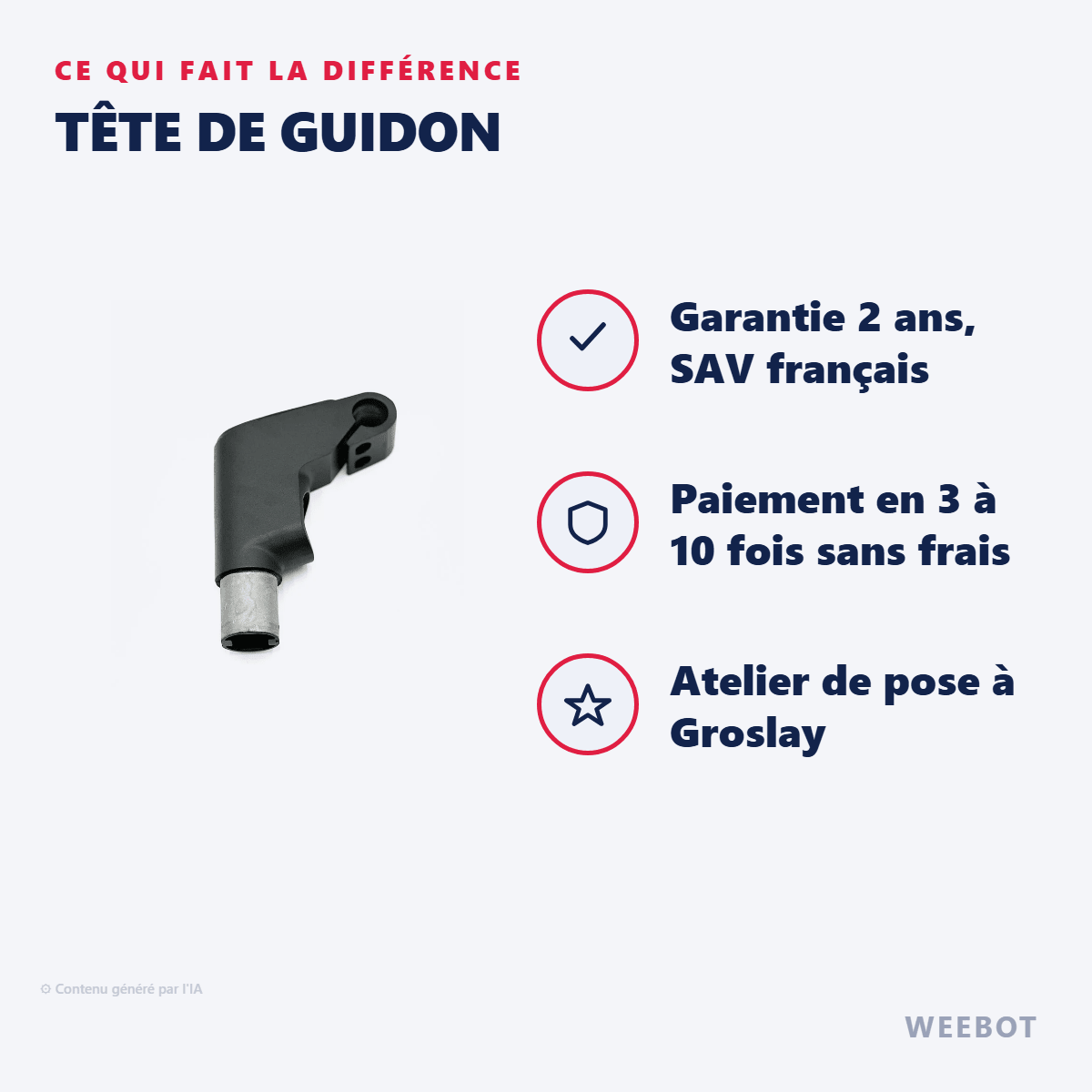 Tête de guidon pour Trottinette Électrique Ninebot Série F - Weebot