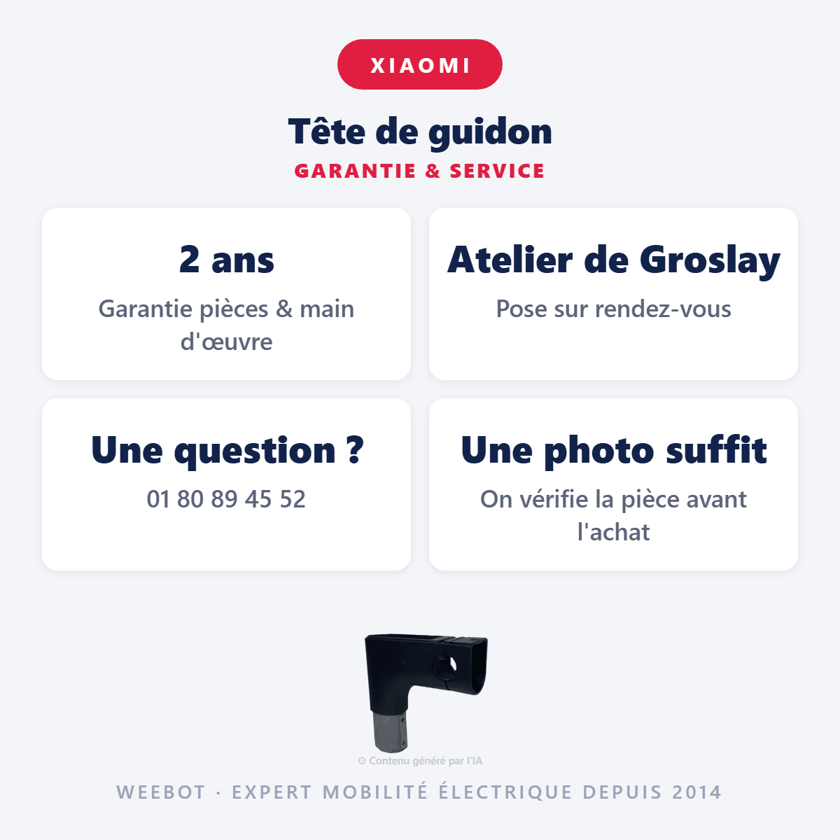 Tête de guidon pour Trottinette Électrique Xiaomi M365 & Pro - Weebot