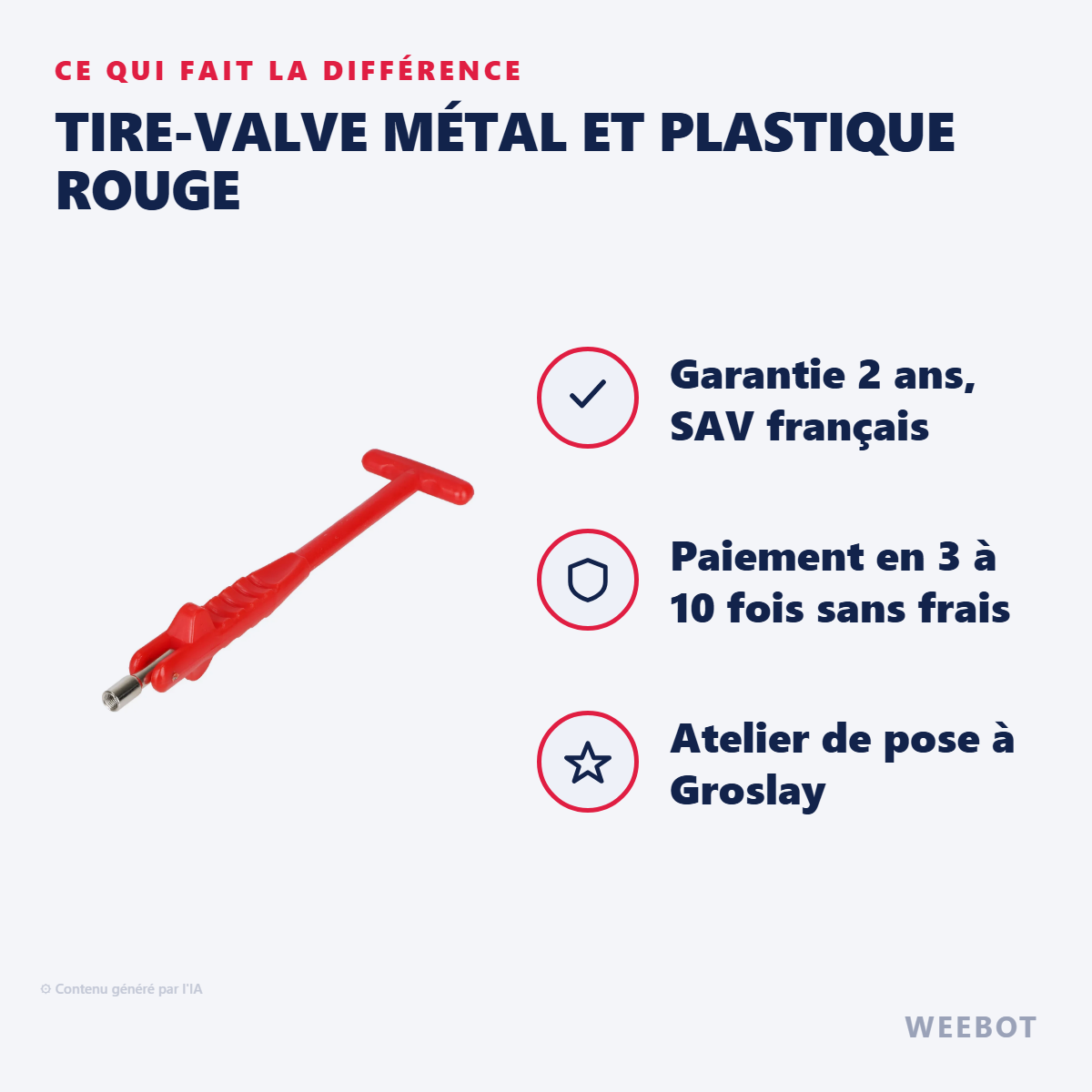 Tire-Valve Métal et Plastique Rouge : les points forts