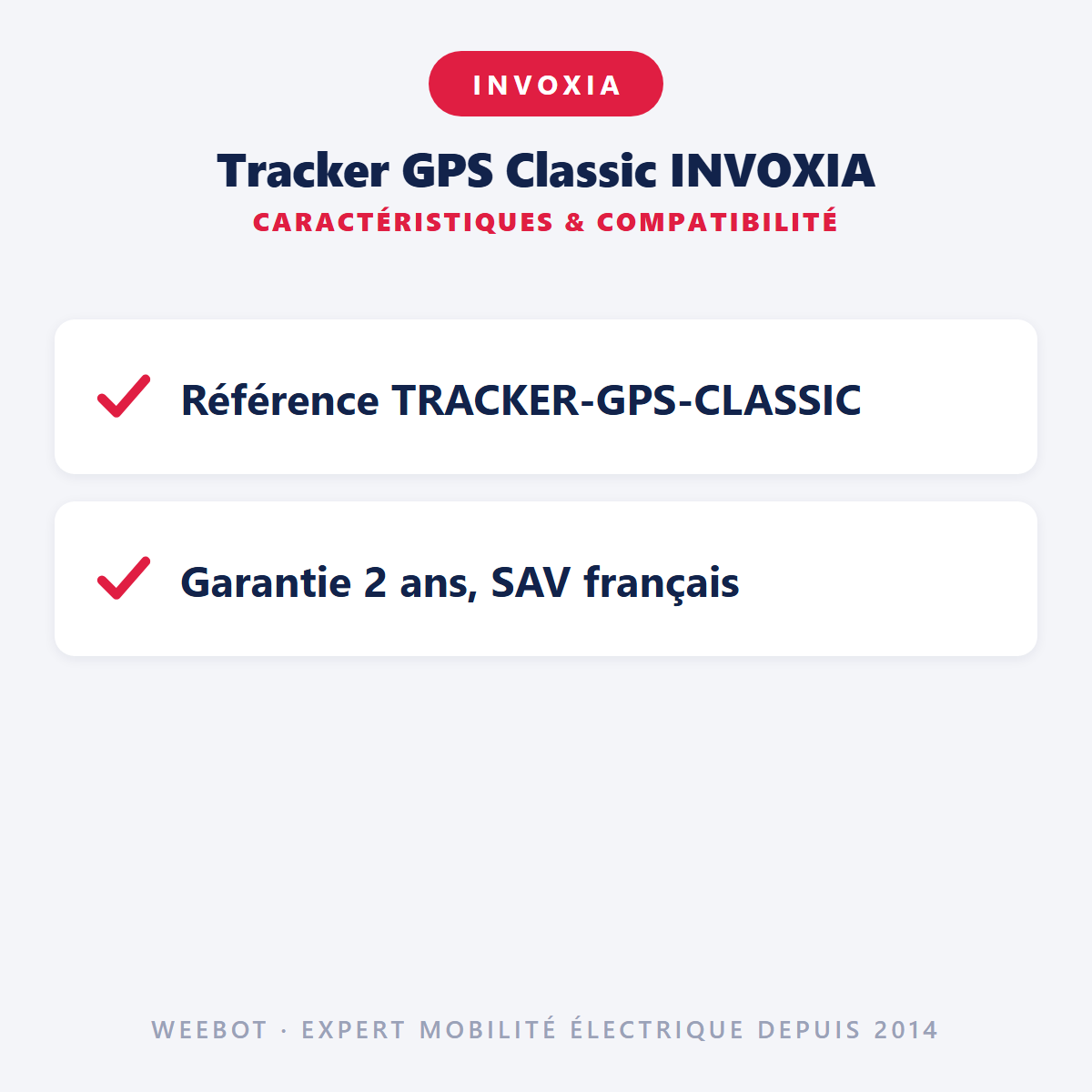 Tracker GPS Classic INVOXIA : caractéristiques et compatibilité