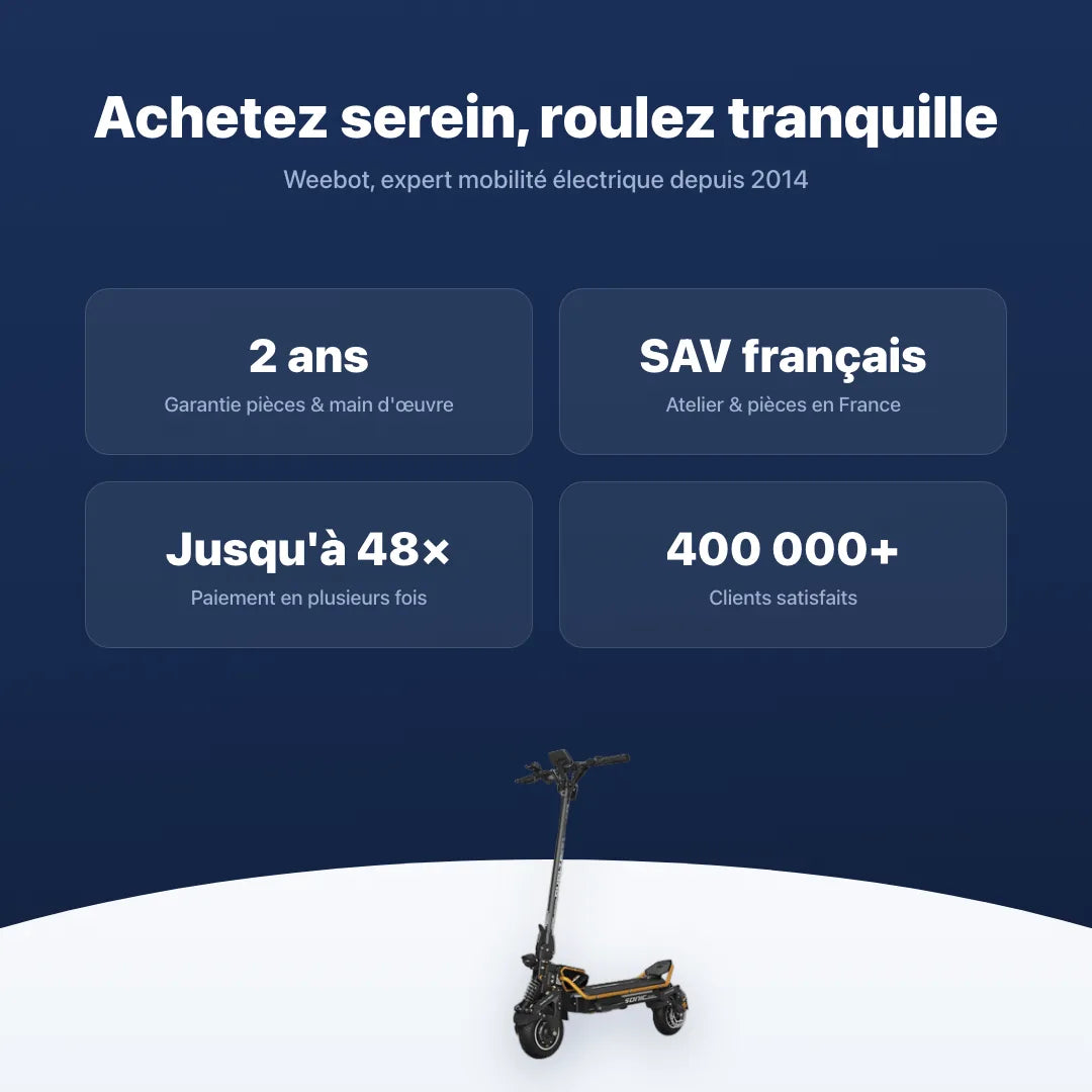 Trottinette Électrique Dualtron Oriens — garantie, livraison rapide et SAV Weebot, expert mobilité électrique depuis 2014.