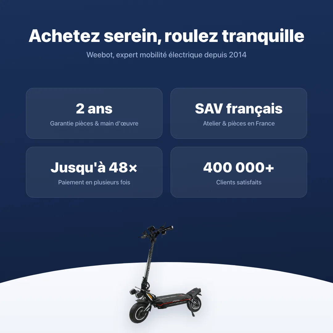 Trottinette Électrique New Dualtron Storm LTD — garantie, livraison rapide et SAV Weebot, expert mobilité électrique depuis 2014.
