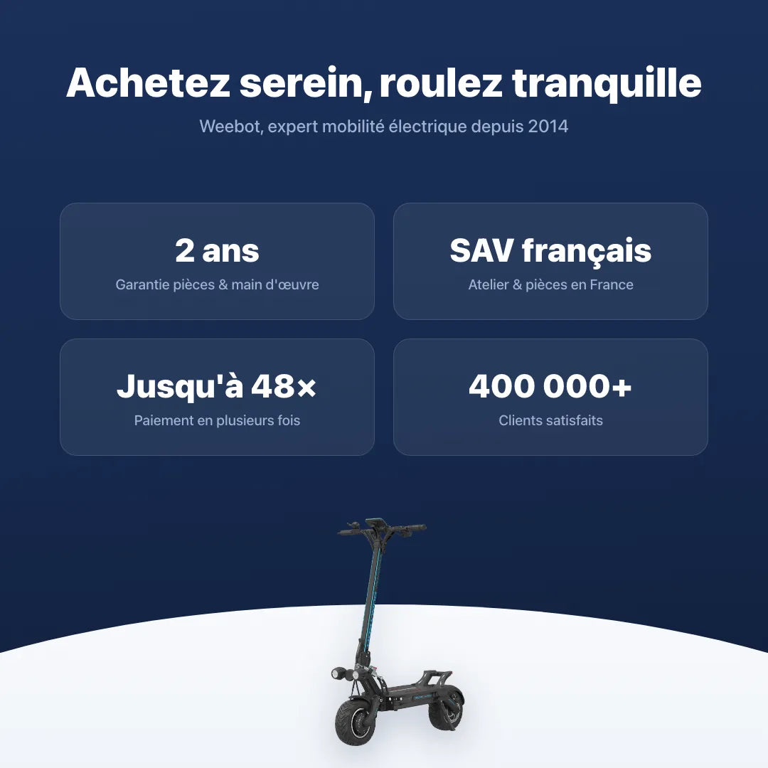 Trottinette Électrique Dualtron Thunder 3 — garantie, livraison rapide et SAV Weebot, expert mobilité électrique depuis 2014.
