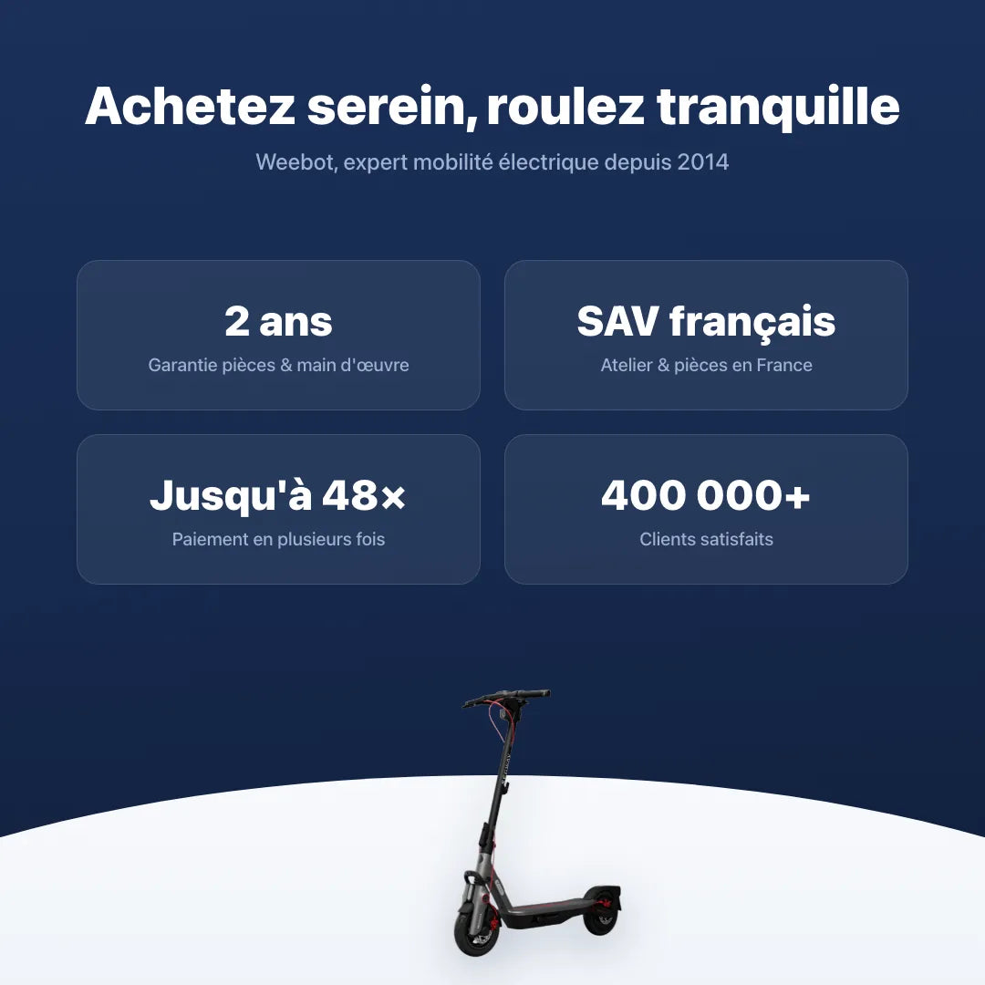 Trottinette Électrique F3 Pro E Ninebot by Segway — garantie, livraison rapide et SAV Weebot, expert mobilité électrique depuis 2014.
