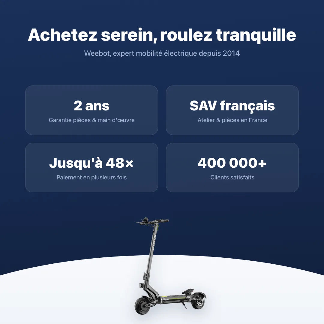 Trottinette Électrique Langfeite C6 — garantie, livraison rapide et SAV Weebot, expert mobilité électrique depuis 2014.