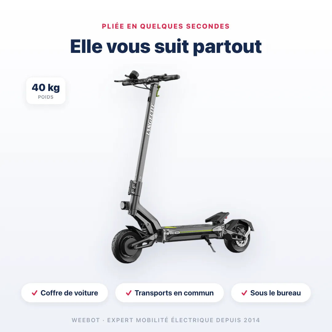 Trottinette Électrique Langfeite C6 — compact et transportable, 40 kg. Trottinette électrique Langfeite, Weebot.