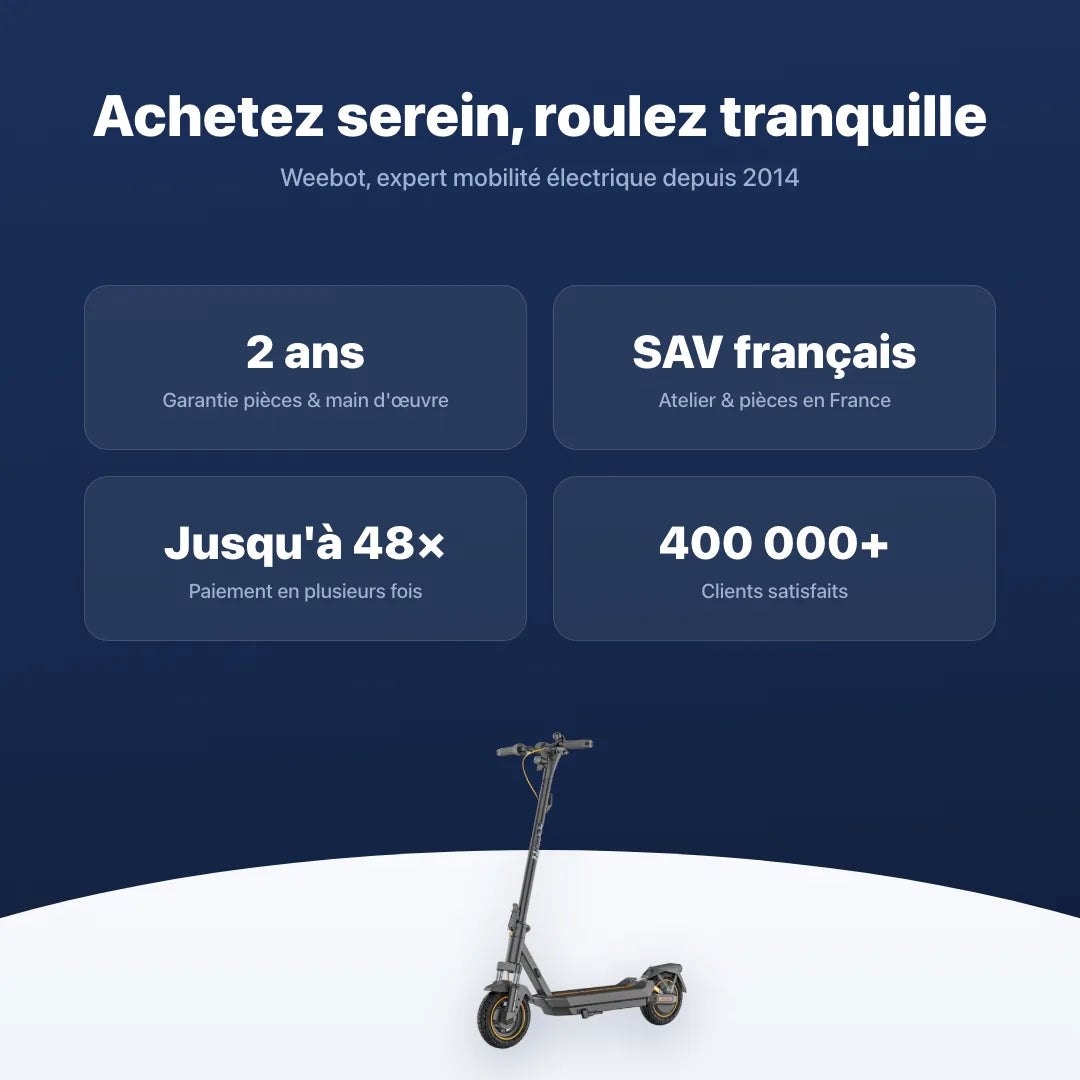 Trottinette Électrique Navee GT3 Max — garantie, livraison rapide et SAV Weebot, expert mobilité électrique depuis 2014.