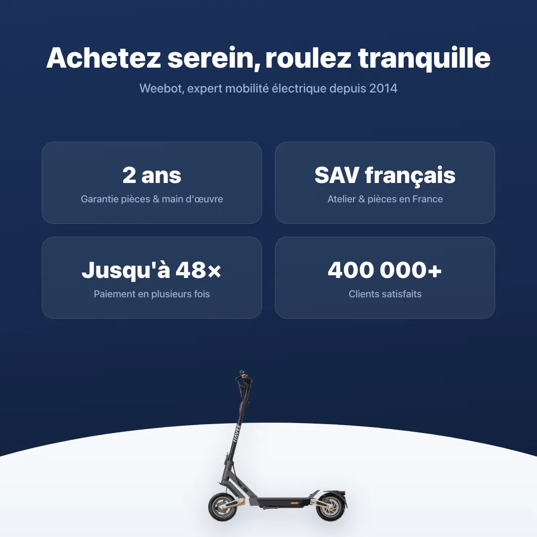 Trottinette Électrique Navee ST3 — garantie, livraison rapide et SAV Weebot, expert mobilité électrique depuis 2014.