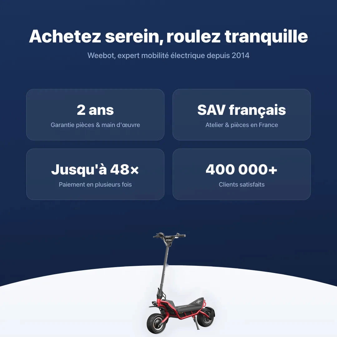 Trottinette Électrique Rovoron R7 rouge — garantie 2 ans, SAV français et paiement en plusieurs fois chez Weebot.