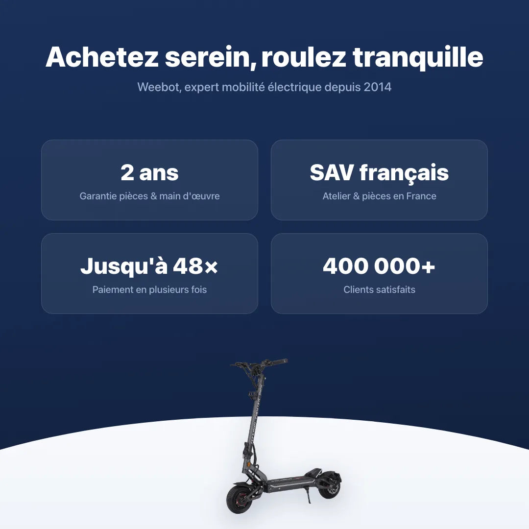 Trottinette Électrique Teverun Fighter Mini Eco V4 — garantie, livraison rapide et SAV Weebot, expert mobilité électrique depuis 2014.