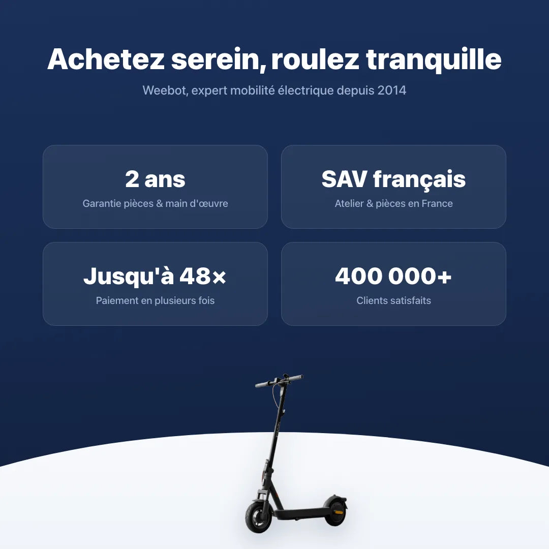 Trottinette Électrique Xiaomi 5 — garantie, livraison rapide et SAV Weebot, expert mobilité électrique depuis 2014.