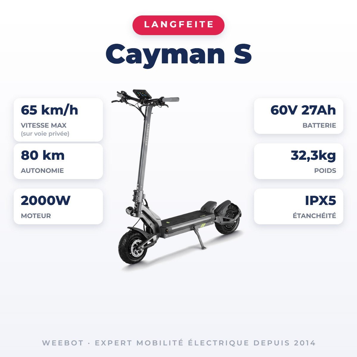 Trottinette Électrique Langfeite Cayman S - Weebot