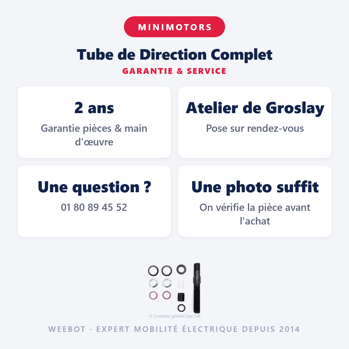 Tube de Direction Complet (Sans Trous) pour Trottinette Électrique Speedway Mini4 Pro - Weebot