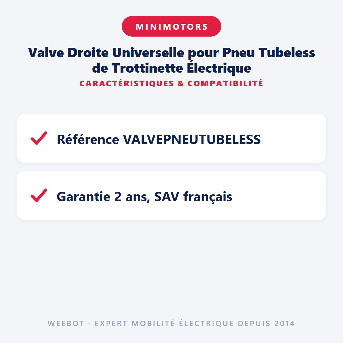 Valve Droite Universelle pour Pneu Tubeless de Trottinette Électrique : caractéristiques et compatibilité