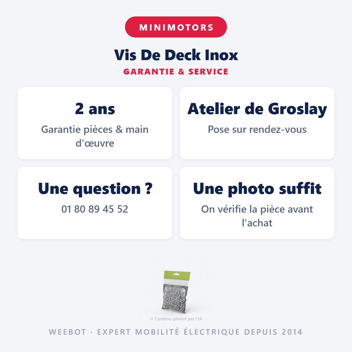 Vis De Deck Inox pour Trottinette Électrique Minimotors Dualtron Mini (x100) - Weebot