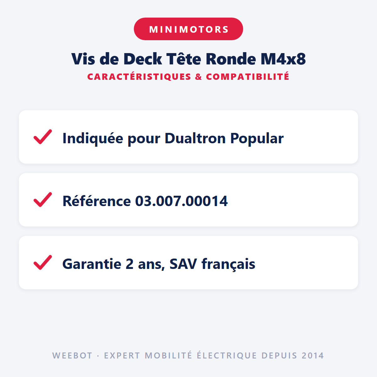 Vis de Deck Tête Ronde M4x8 : caractéristiques et compatibilité