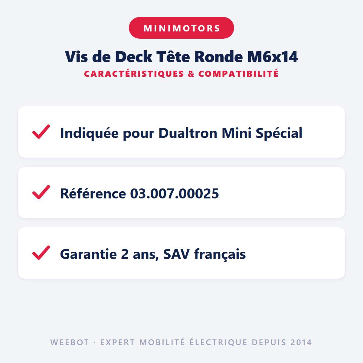 Vis de Deck Tête Ronde M6x14 : caractéristiques et compatibilité
