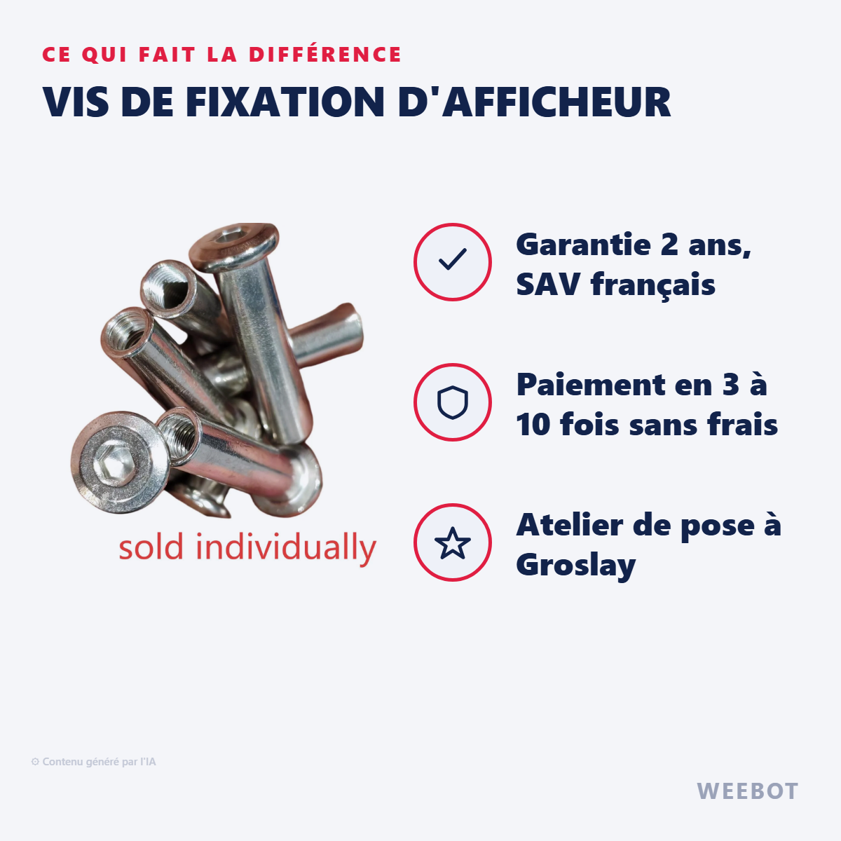 Vis de Fixation d'Afficheur : les points forts