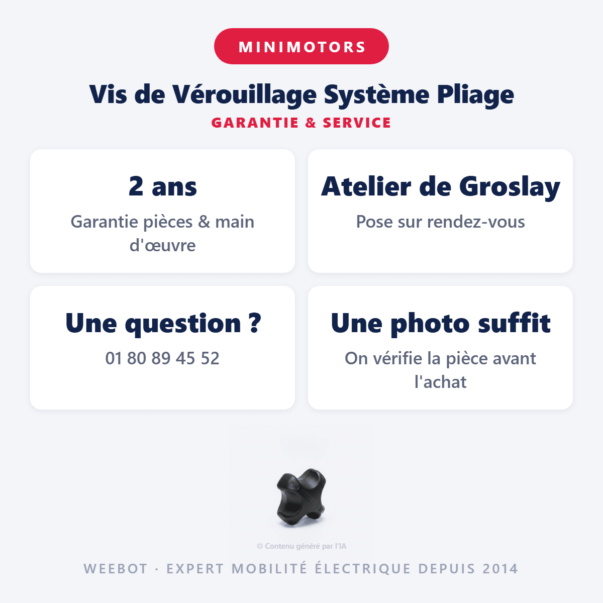 Vis de Vérouillage Système Pliage pour Trottinette Electrique Dualtron X Minimotors - Weebot