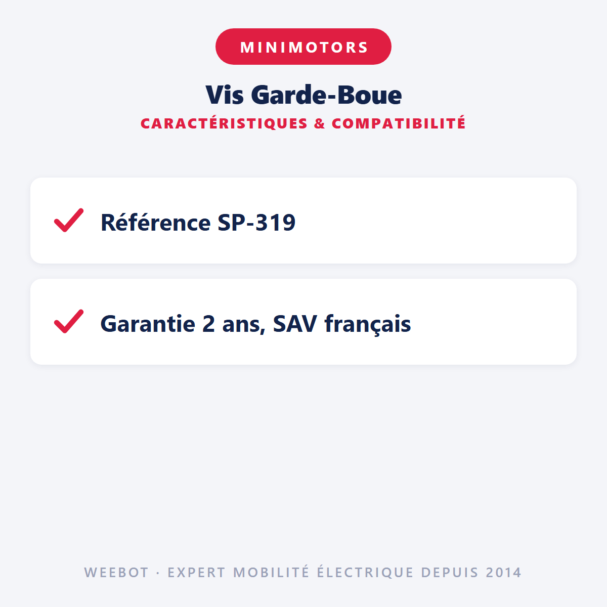 Vis Garde-Boue pour Trottinette Électrique Dualtron Minimotors (x4) - Weebot