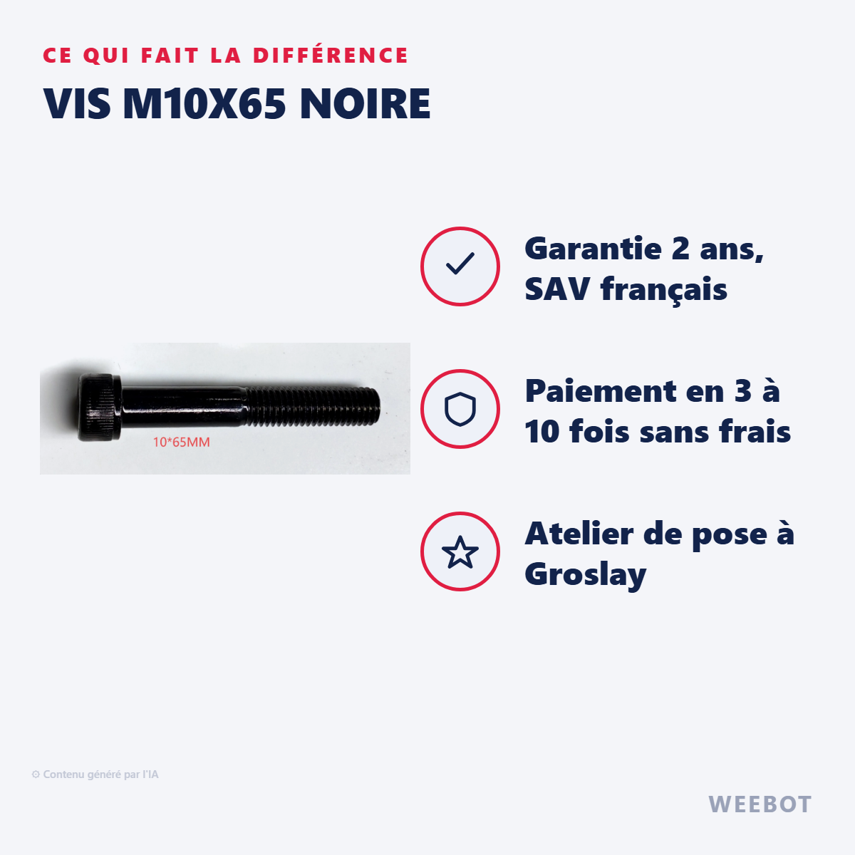 Vis M10x65 Noire : les points forts