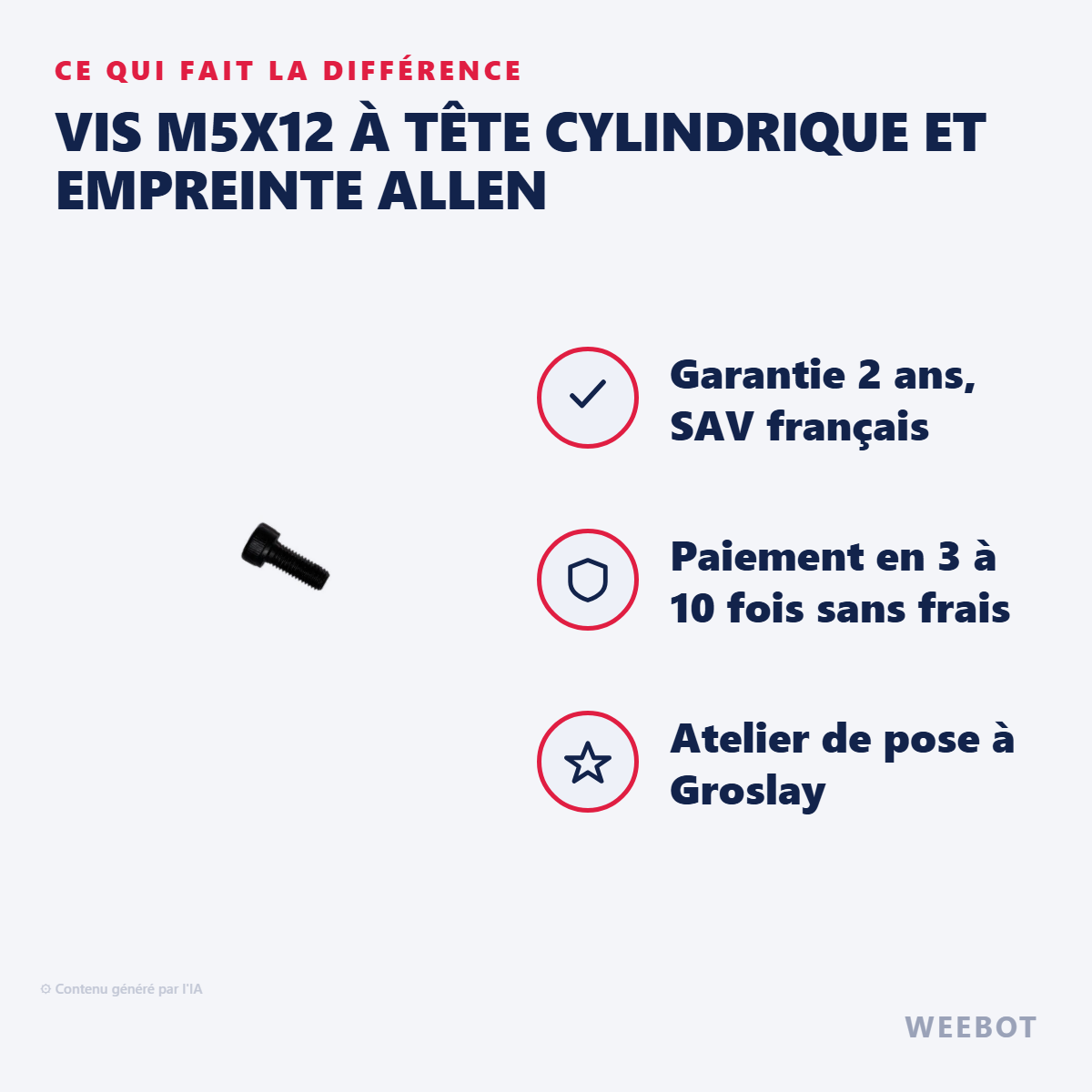 Vis M5x12 à Tête Cylindrique et Empreinte Allen : les points forts