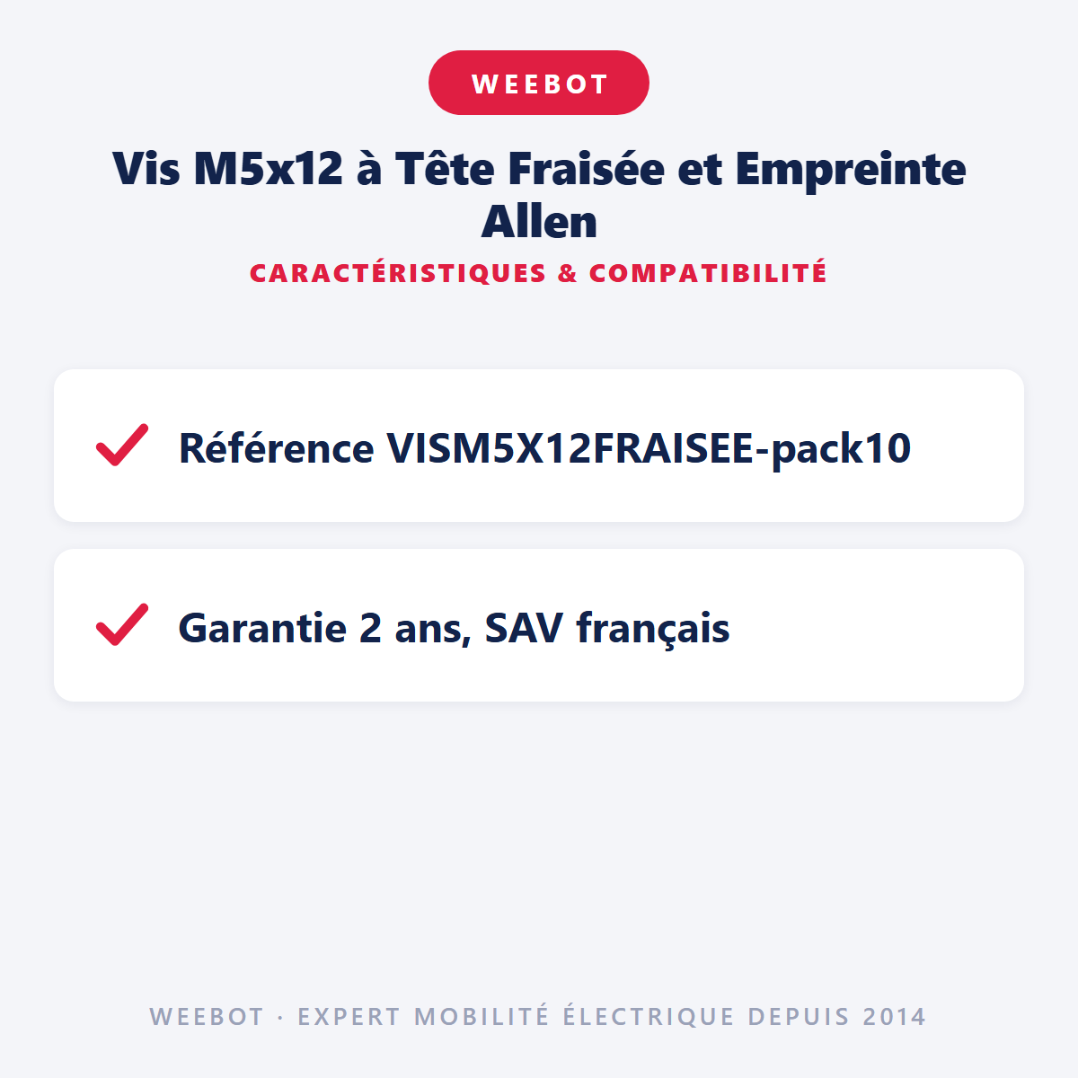 Vis M5x12 à Tête Fraisée et Empreinte Allen : caractéristiques et compatibilité