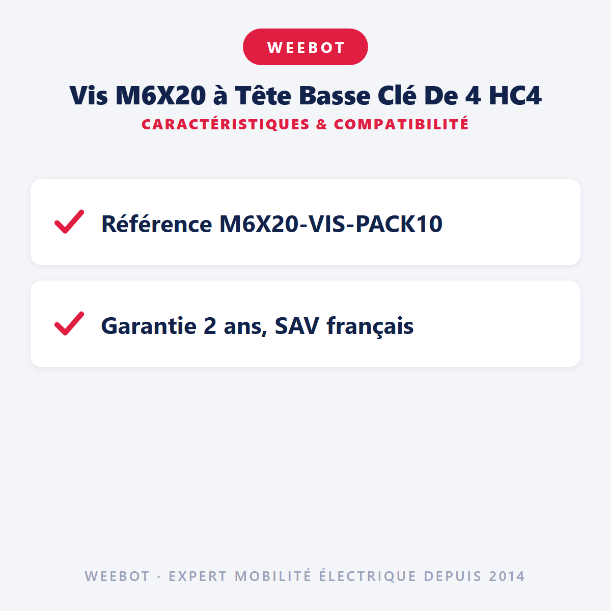 Vis M6X20 à Tête Basse Clé De 4 HC4 : caractéristiques et compatibilité