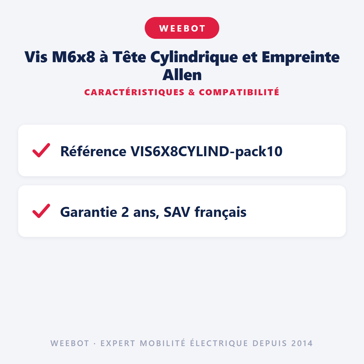 Vis M6x8 à Tête Cylindrique et Empreinte Allen : caractéristiques et compatibilité