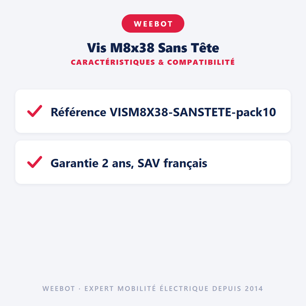 Vis M8x38 Sans Tête : caractéristiques et compatibilité