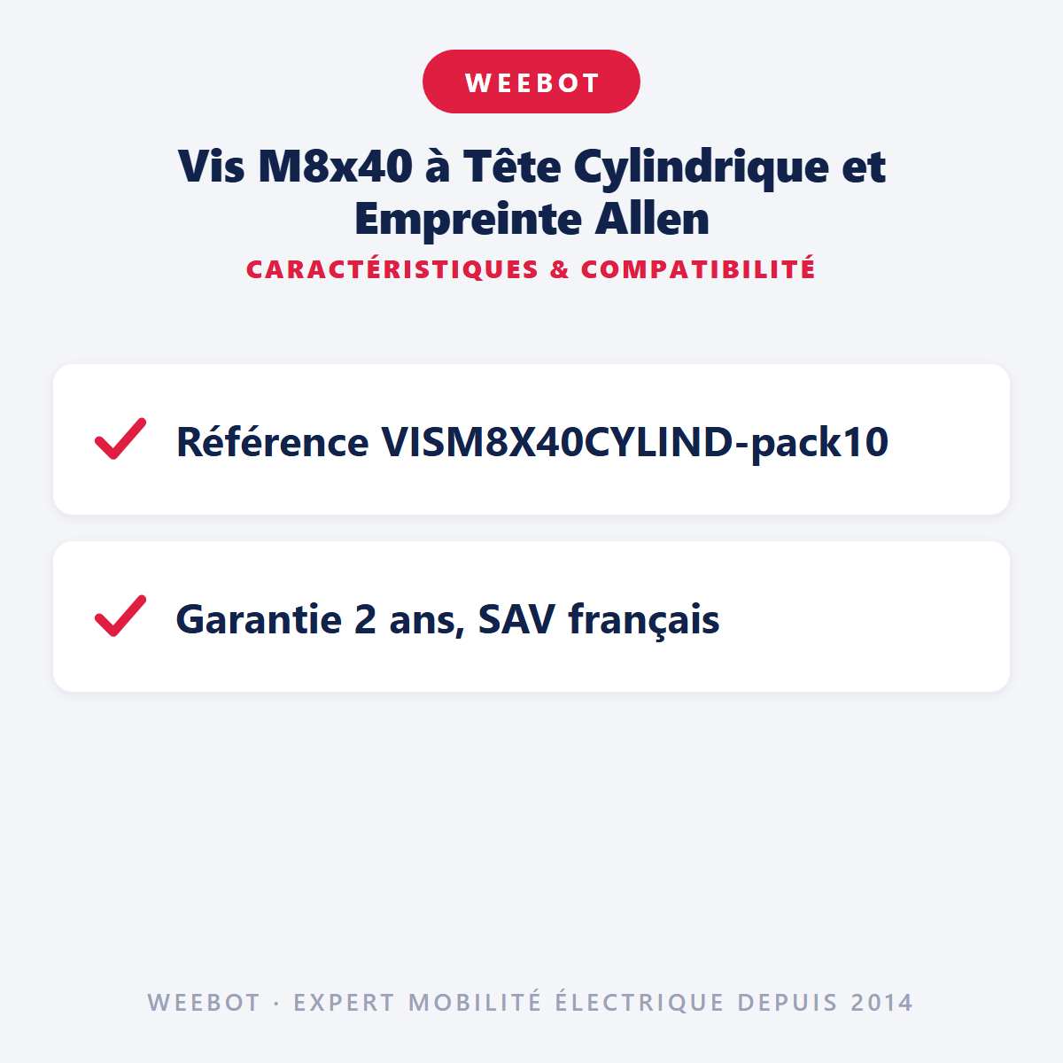 Vis M8x40 à Tête Cylindrique et Empreinte Allen : caractéristiques et compatibilité