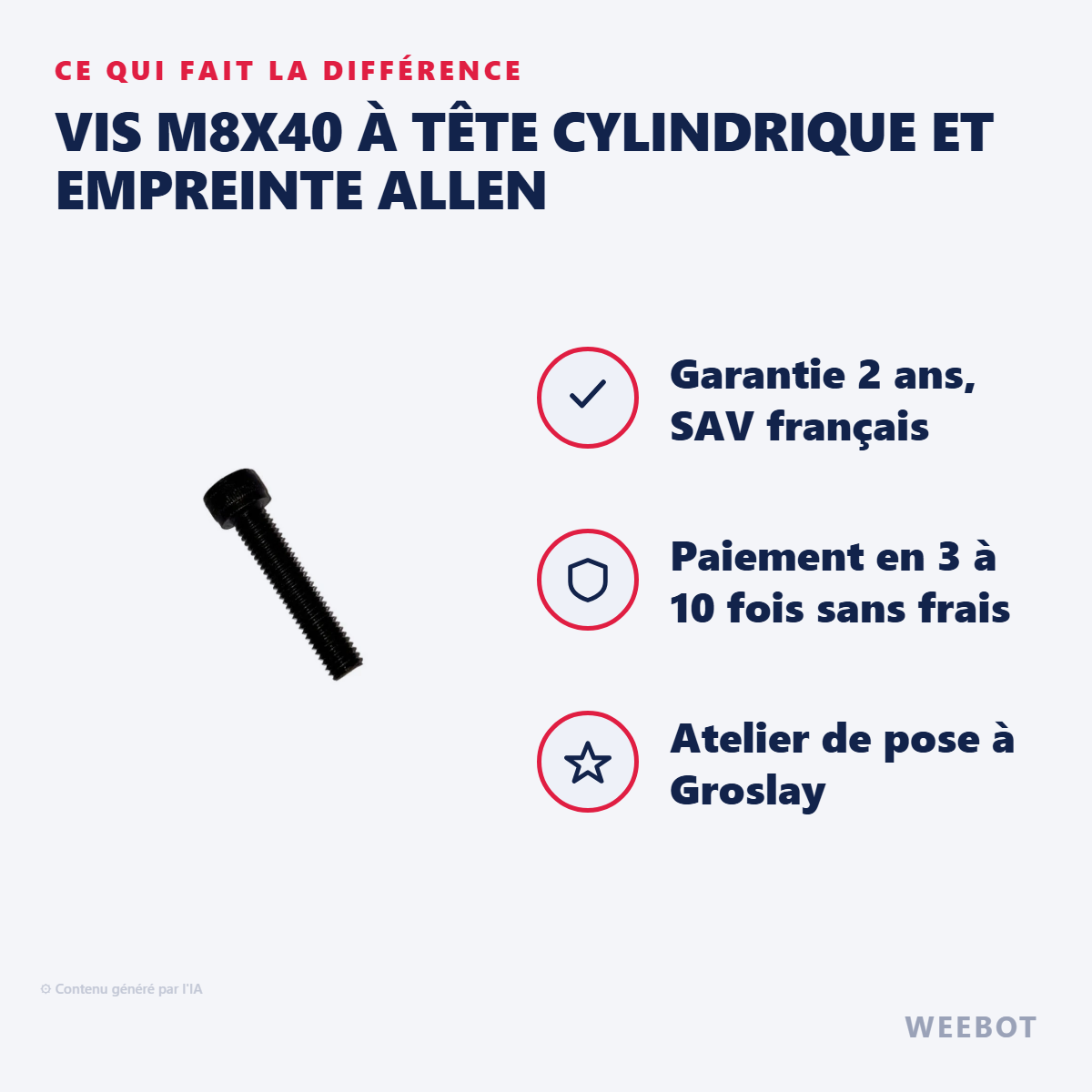 Vis M8x40 à Tête Cylindrique et Empreinte Allen : les points forts