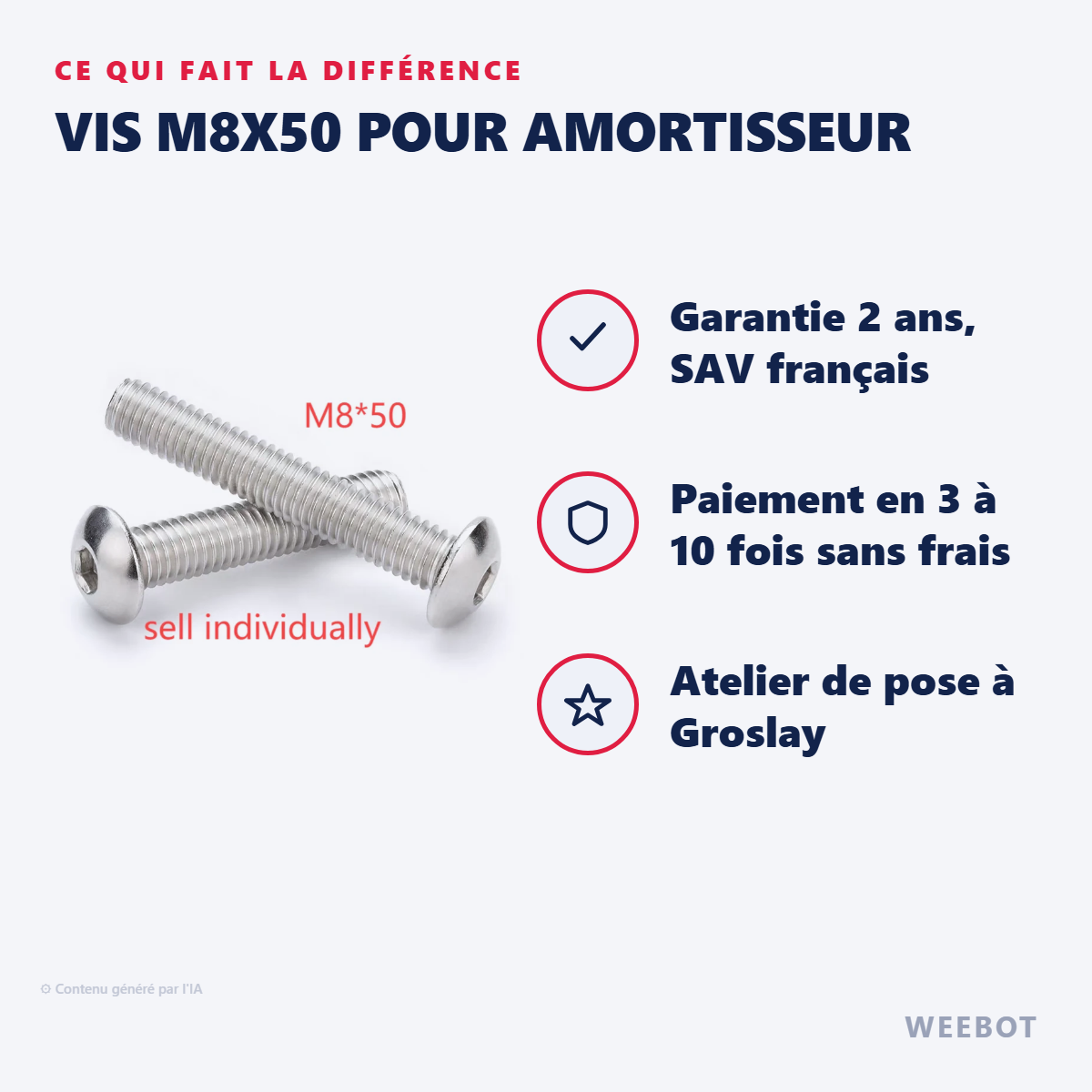 Vis M8x50 pour Amortisseur : les points forts
