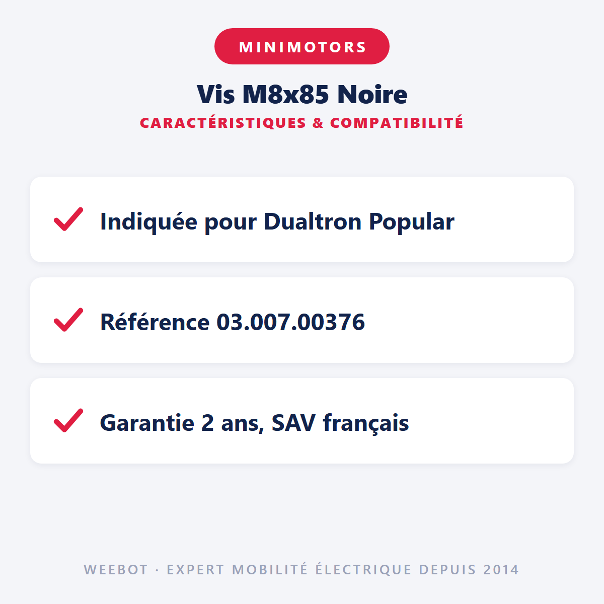 Vis M8x85 Noire : caractéristiques et compatibilité