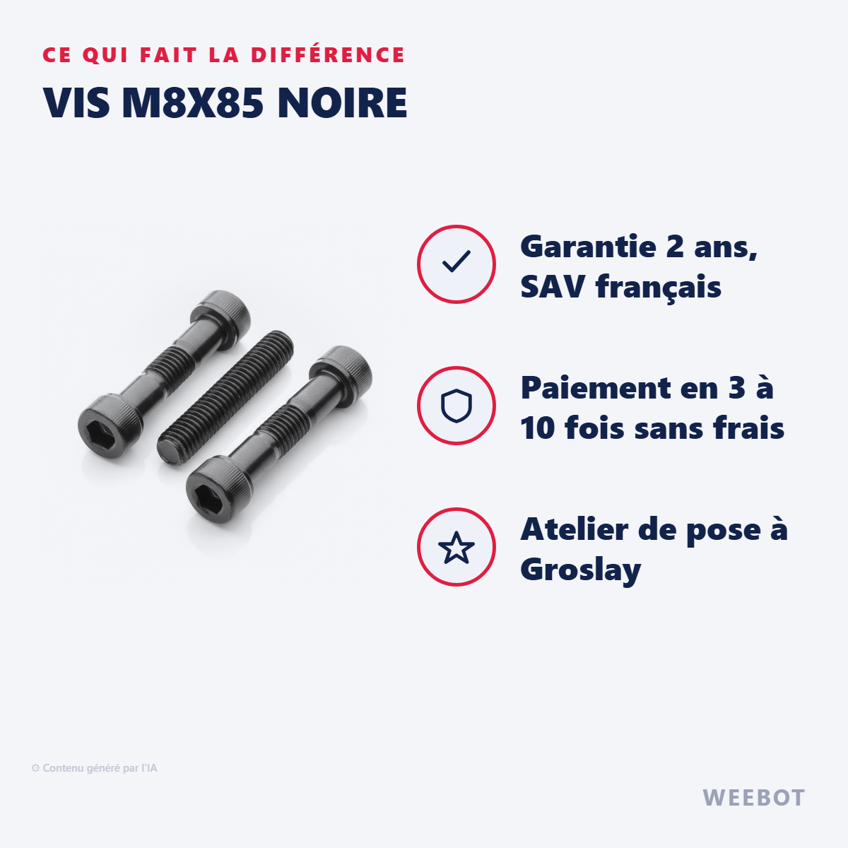 Vis M8x85 Noire : les points forts