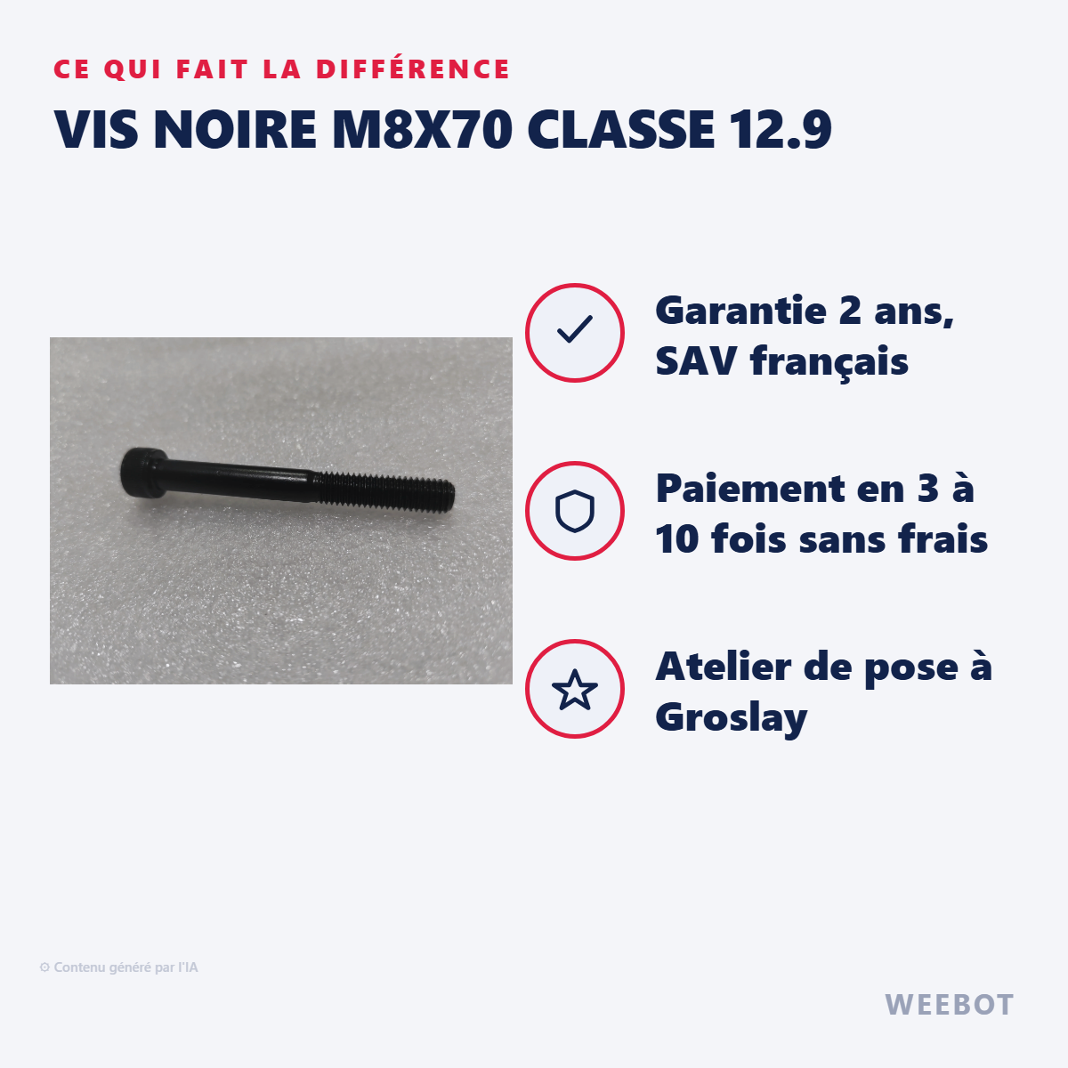Vis Noire M8x70 Classe 12.9 : les points forts