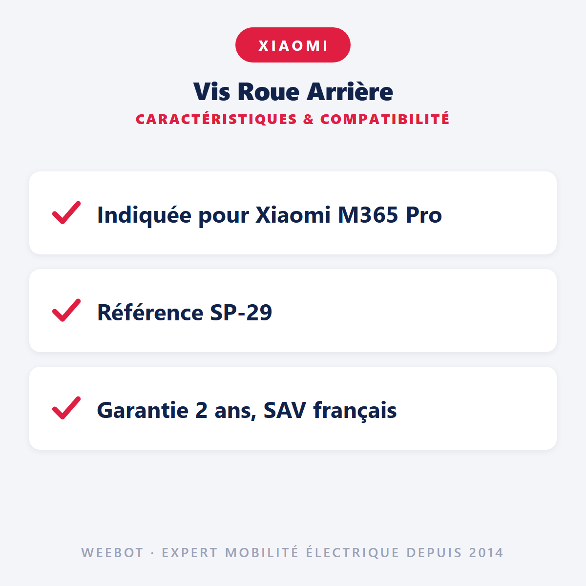 Vis Roue Arrière pour Trottinette Électrique Xiaomi M365 & Pro (x2) - Weebot