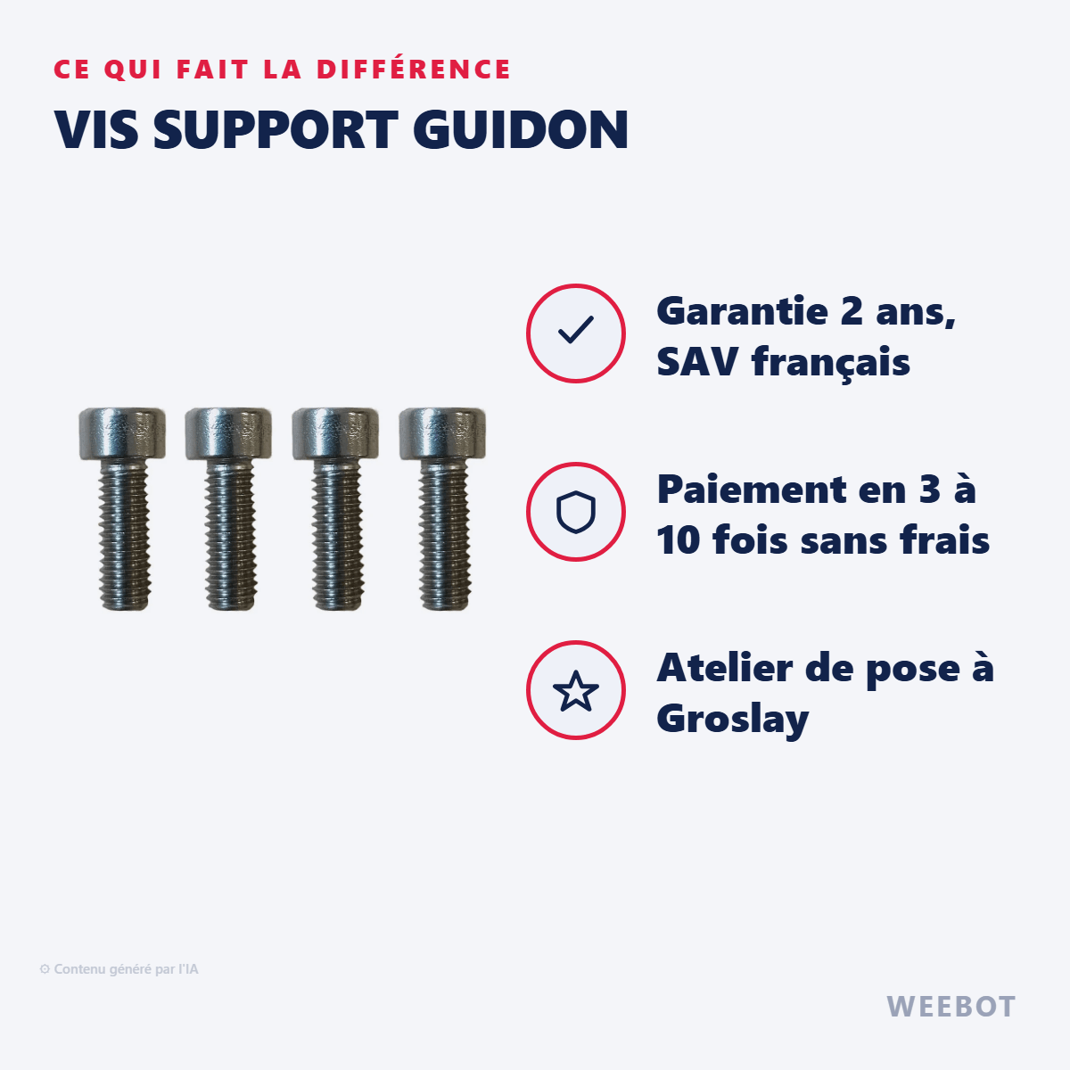 Vis Support Guidon pour Trottinette Électrique Minimotors Dualtron Mini (x4) - Weebot